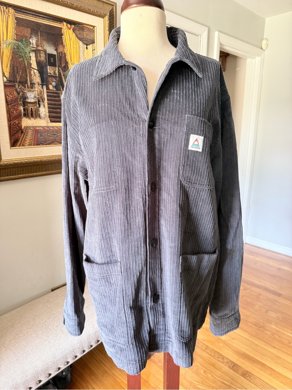 Passenger Men's Corduroy Button-Up Shirt/Jacket - Gray